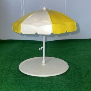Vintage Arco‎ Barbie Umbrella Yellow White Stripe